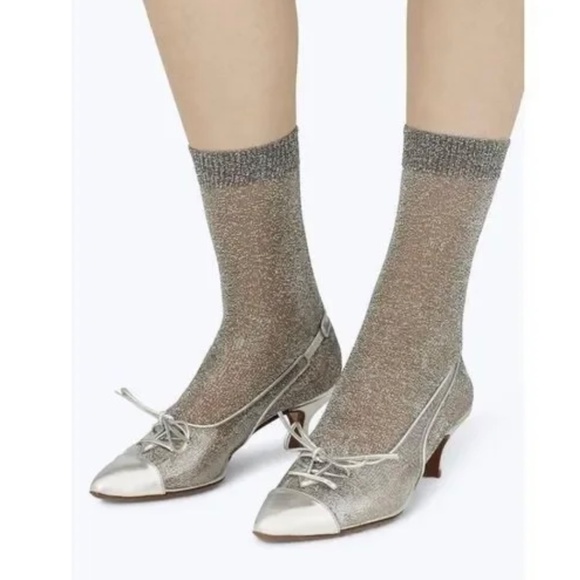 MARC JACOBS Women's Slingback Kitten-Heel Pumps Silver Clear Pointed Toe Shoes - Picture 4 of 16